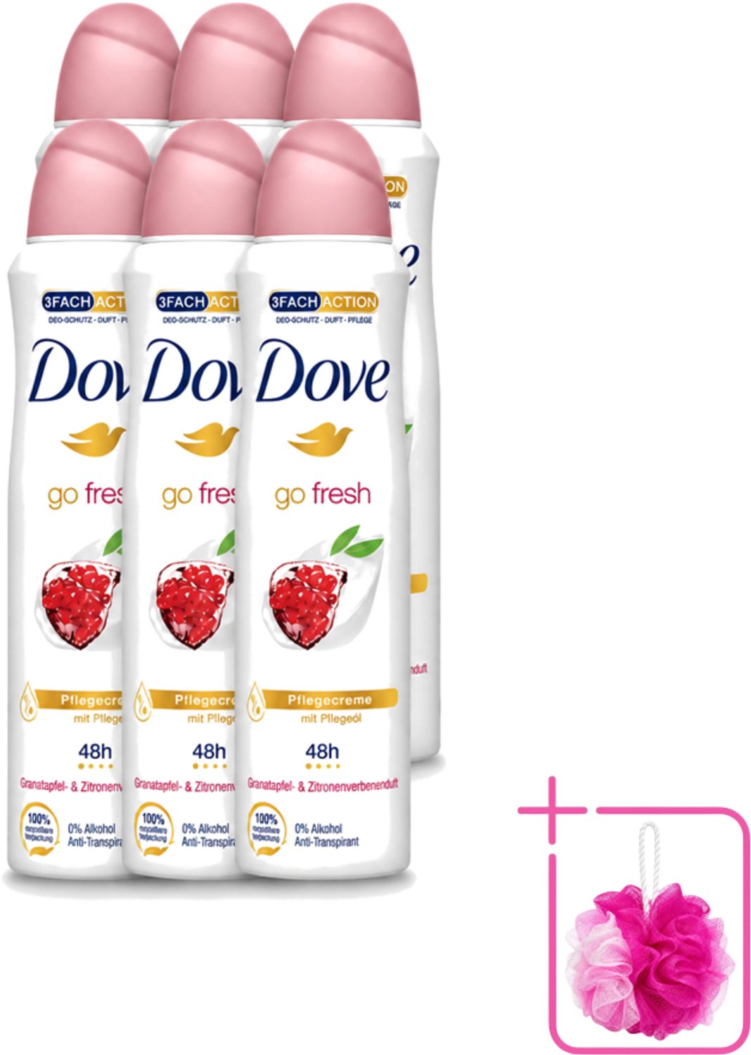 6 x Dove - Deodorant - Go Fresh Granaatappel - Frisse en fruitige geur - 150 ml - Bulkverpakking - Dove Go Fresh - Granaatappel