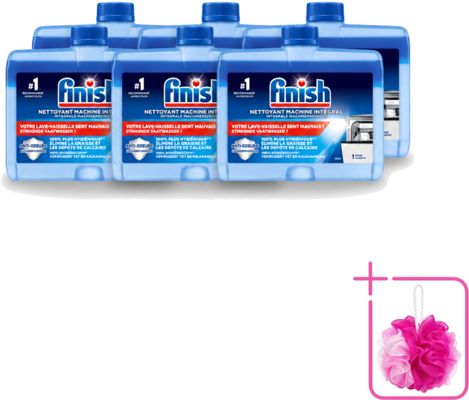6 x Finish - Vaatwasreiniger - Geurverwijdering - Verwijdert Vet & Kalkaanslag - 1 Wasbeurt - Bulkverpakking - Vaatwasmachine reinigen - Douchemop - Vet verwijderen