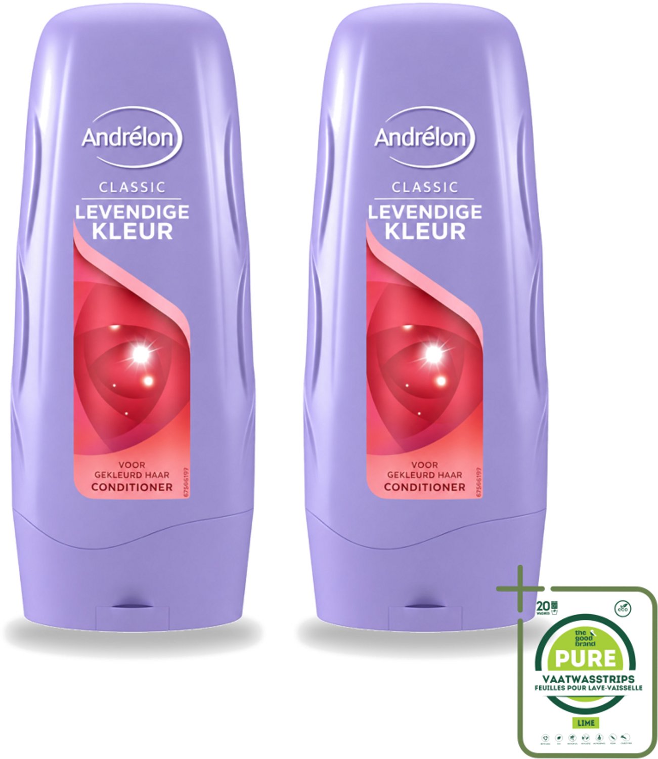 2 x Andrélon - Levendige Kleur - Conditioner - Kleurbehoud & Glans - 300 ml - Grootverpakking - Vaatwasstrips - Gekleurd Haar - Kleurbehoud - Glans - Haar Verzorging - Haar Verzorging Gekleurd Haar