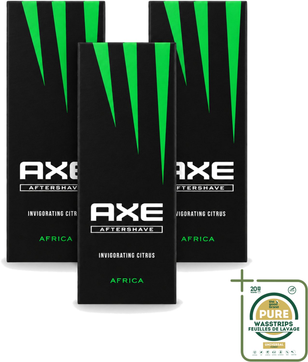 3 x Axe – Aftershave – Africa – 100 ml - Wasstrips - Aftershave Africa - Aftershave - Aftershave Africa 100 Ml - Aftershave Voor Mannen - Aftershave Met Kruiden