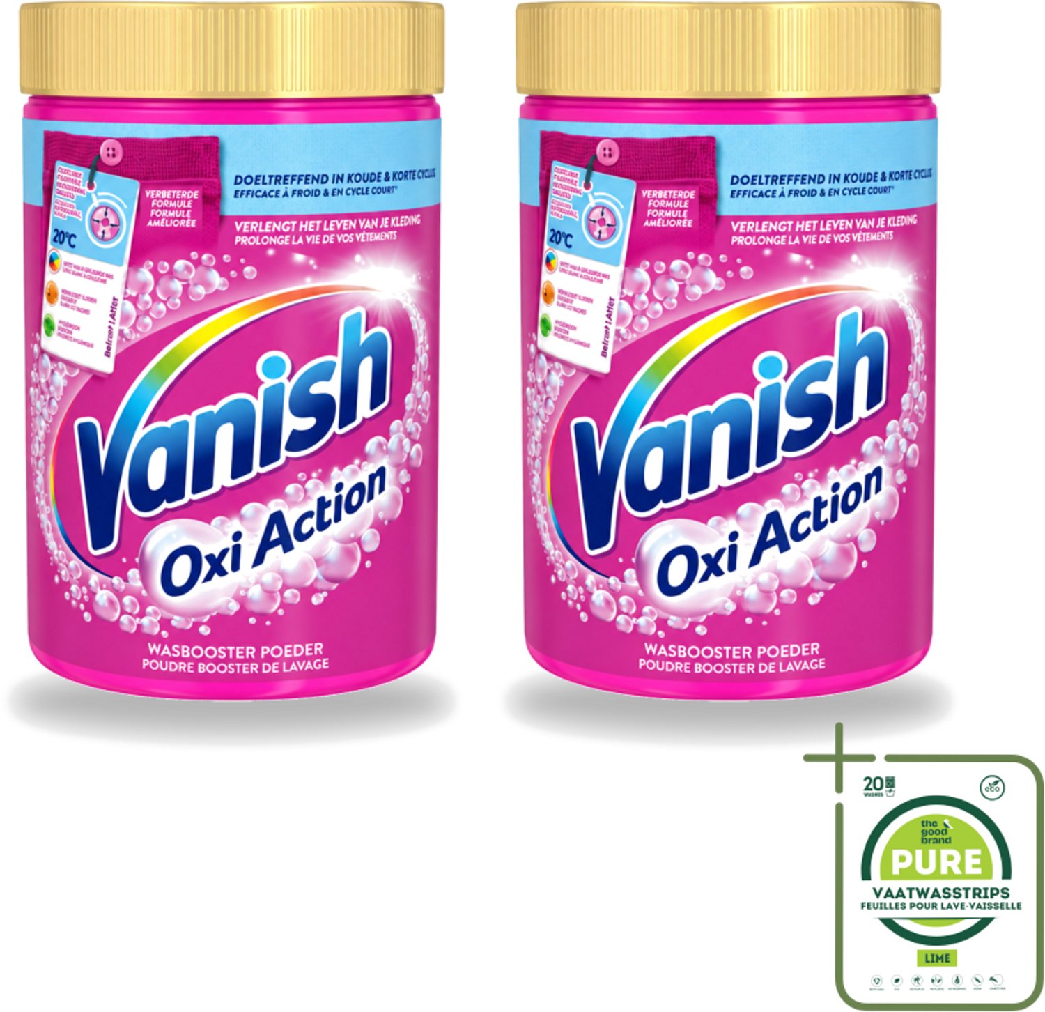 2 x Vanish – Wasbooster Poeder – Oxi Action Gekleurde & Witte Was – 710 g - Grootverpakking - Vaatwasstrips - Wasbooster Poeder - Vlekverwijderaar - Bleekvrije Was - Zuurstofwerking - Koud Water Was