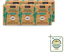 Sence 6 x - Bamboe - Wattenstaafjes - Afbreekbaar & Vegan - 200 Wattenstaafjes - Wasstrips - Bamboe Wattenstaafjes - Vegan Wattenstaafjes - Biologisch Afbreekbaar - Katoen Wattenstaafjes - Duurzame Verzorging