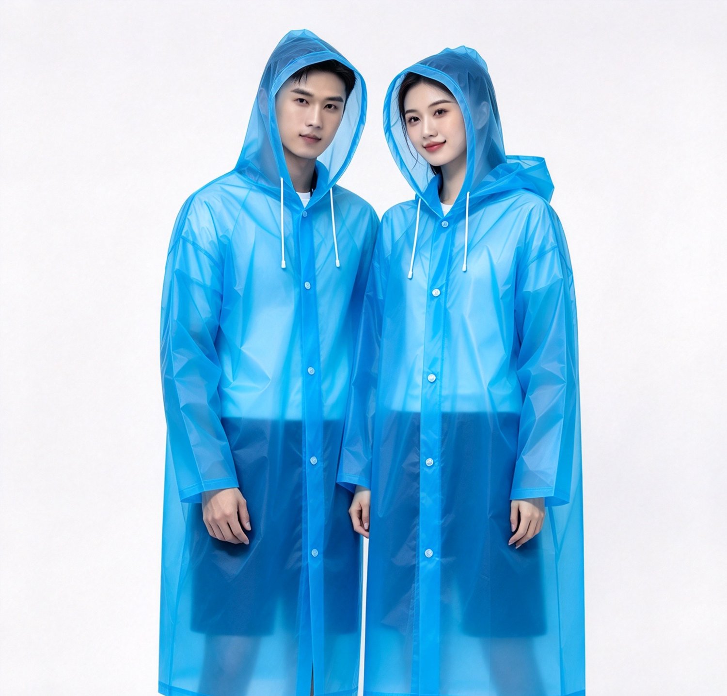 Regenponcho voor volwassenen, herbruikbaar - 2 stuks – Noodregenjas met capuchon en trekkoord voor mannen en vrouwen