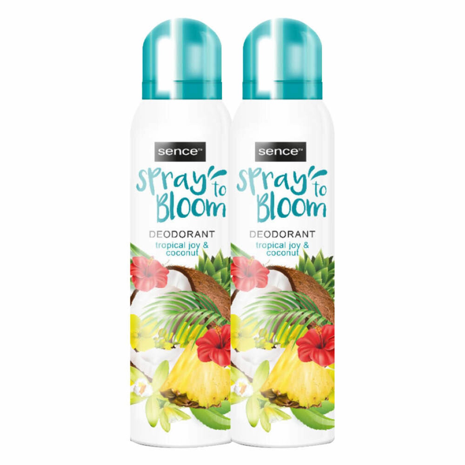 Sence - Deodorant Tropical Joy & Coconut - 2 x 150 ml - Voordeelverpakking