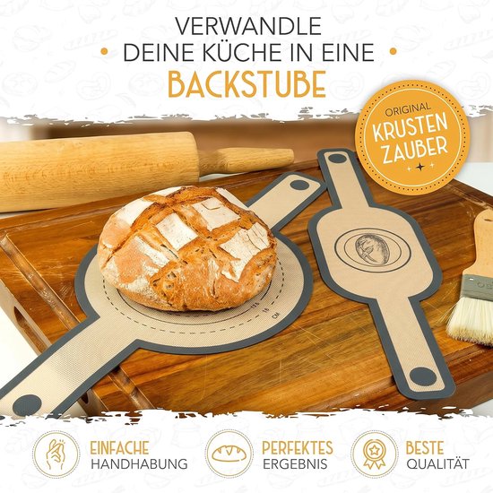 2 stuks siliconen bakmat voor Dutch Oven, broodlus met hittebestendige handgrepen, herbruikbare bakmat, broodbakpot, gietijzeren pan brood bakken (rond en ovaal) — afbeelding 5