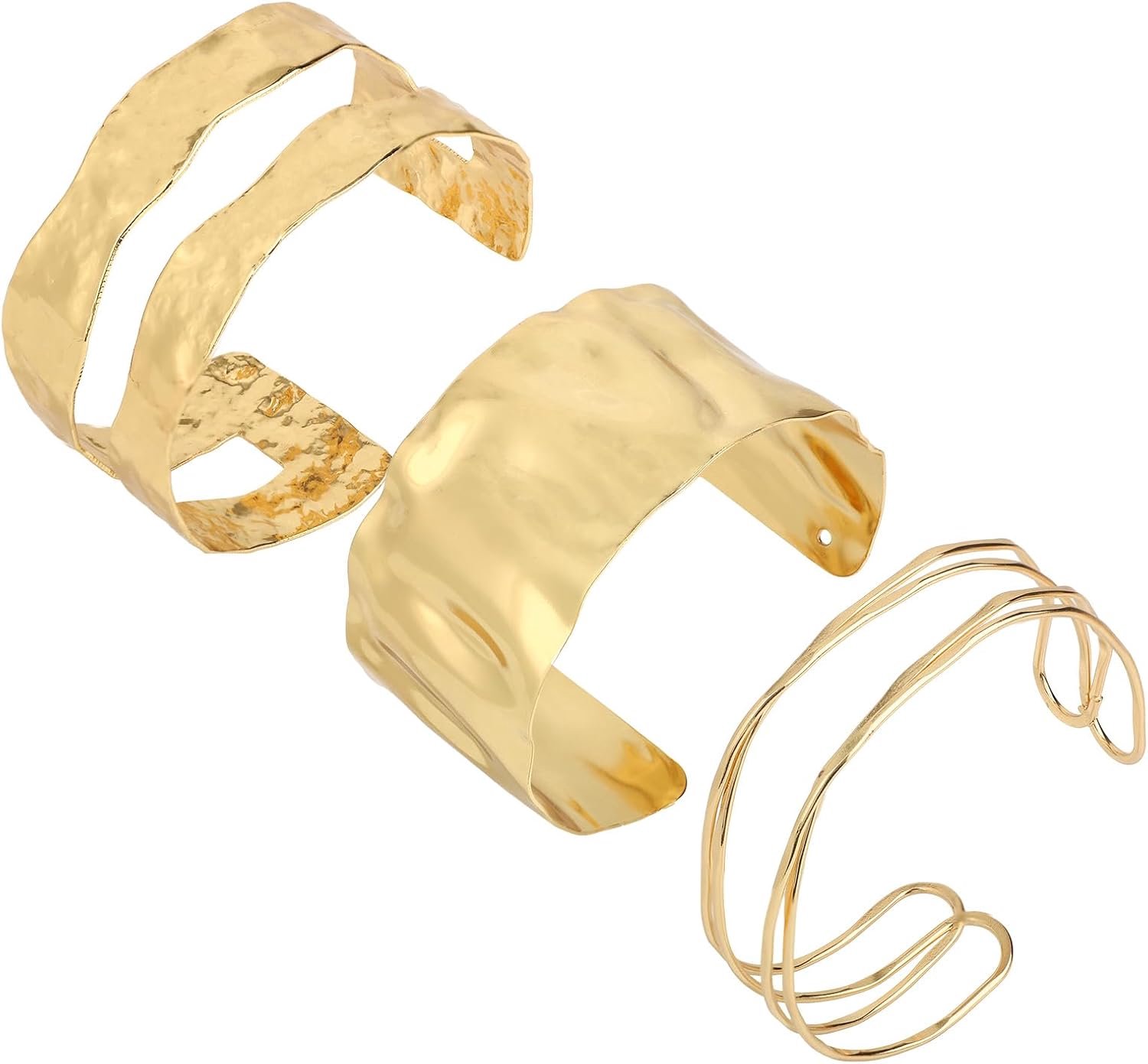 3 St Dikke Gouden Armbanden voor Vrouwen, Ijzerlegering Dikke Gouden Manchetarmband Stijlvolle Gepersonaliseerde Armbanden Accessoire voor Vrouwen