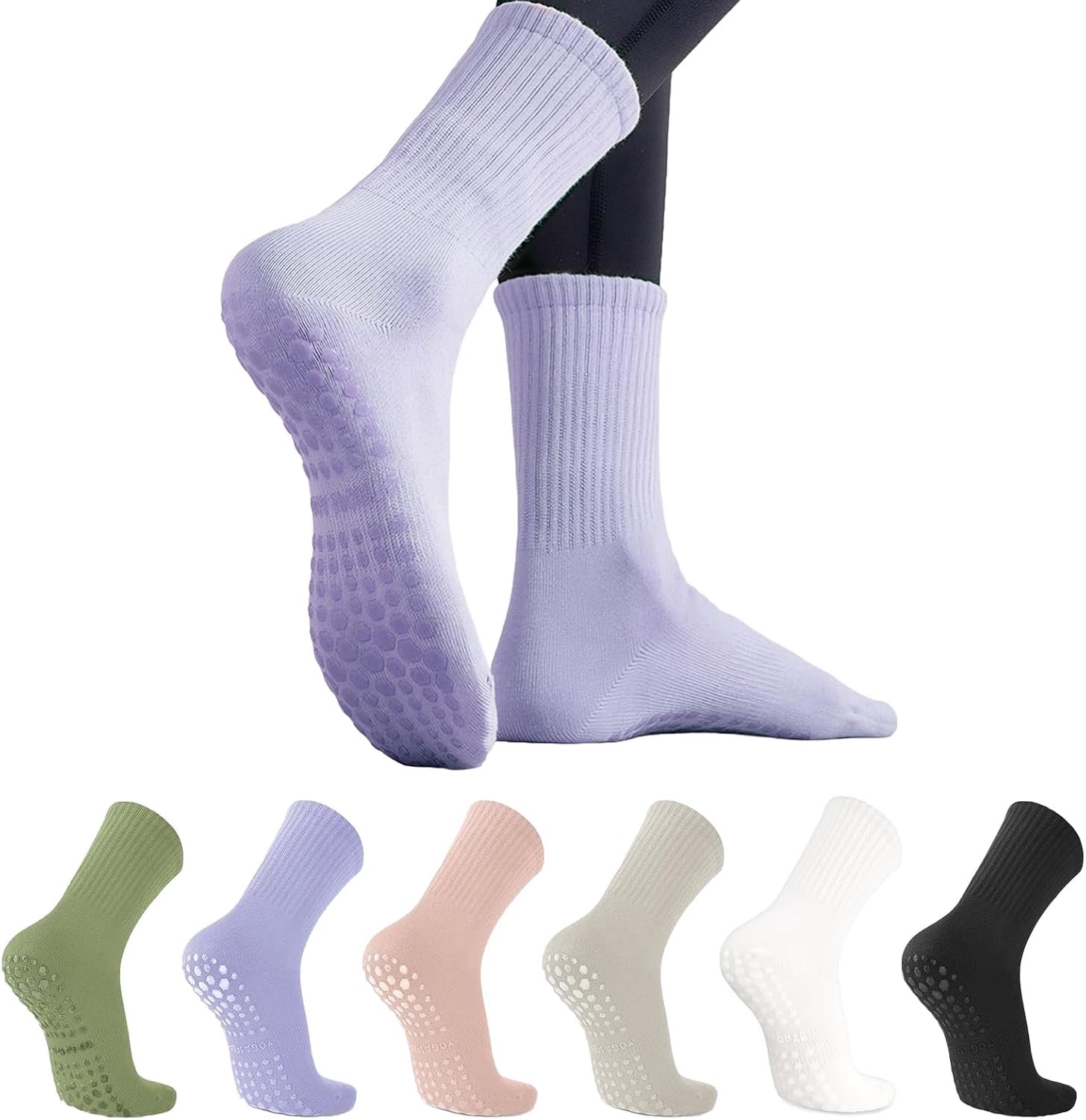 6 Paar Grippy Socks Antislip Sokken voor Dames Pilates Geschikt voor Pilates Ballet Dans Fitness Trampoline en Andere Sporten Maten 35-42