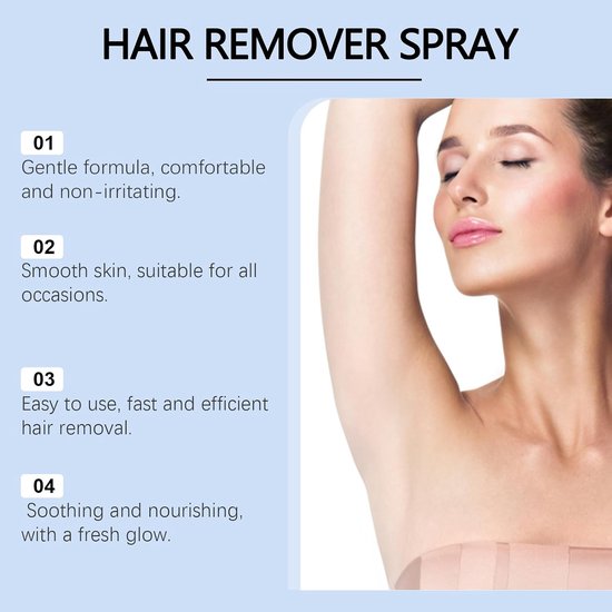 2 Stuks Pijnloze Ontharingsspray, Spray die Haargroei Remt, Body Hair Removal Cream, Vertraagt Haargroei, Ontharing van Oksels en Benen, Geschikt voor alle Huidtypes — afbeelding 3