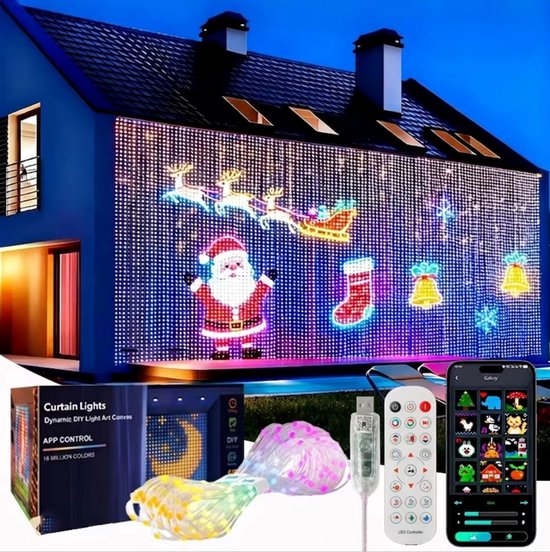 2M LED Gordijnverlichting – Slimme RGB Sfeerverlichting met App, Dimbaar, Muziekgestuurd & DIY Patronen, Feestverlichting en Kerstverlichting voor Thuis