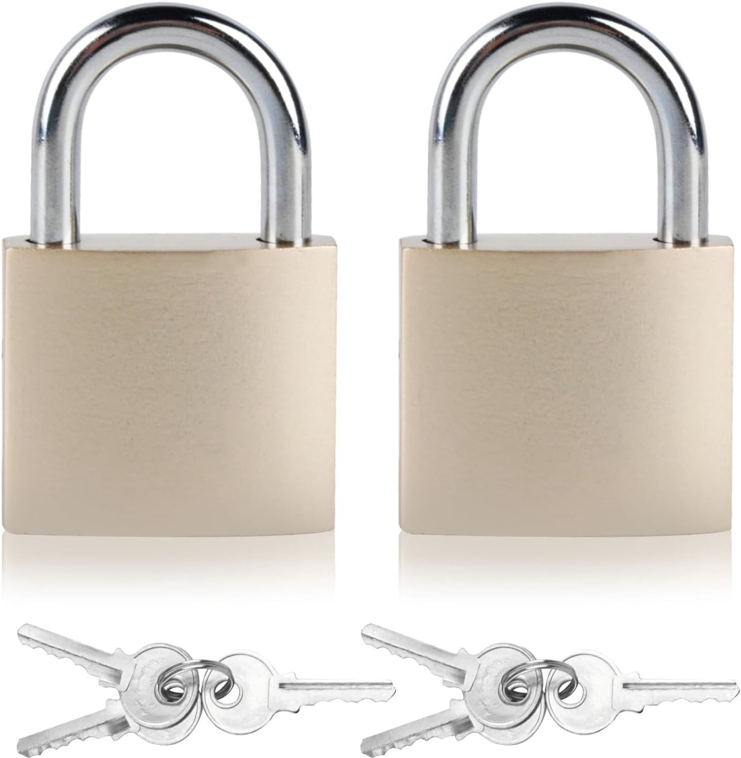 Set van 2 Hangsloten met Sleutels, Weerbestendig Beveiligingsslot voor Buiten, Ideaal voor Lockers, Kasten en Garages, 38mm Metaal