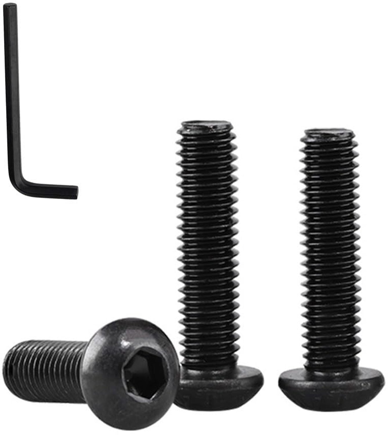 50 Stukken Inbusschroeven - M4 tot M6 (8-30 mm) Zwart Koolstofstaal Machinegeschroefde Schroeven Pan Head Schroef met Inbussleutel, M6 x 8mm