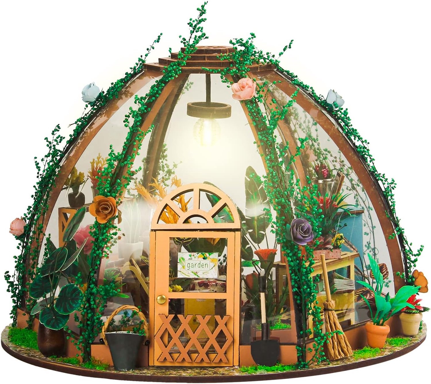 DIY Poppenhuis Kit met LED Licht, Mini Bloem Serre