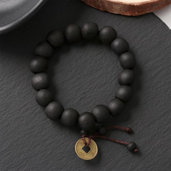 Wood Bead Buddha Bracelet Buddhist Bangle Prayer Beads — afbeelding 3