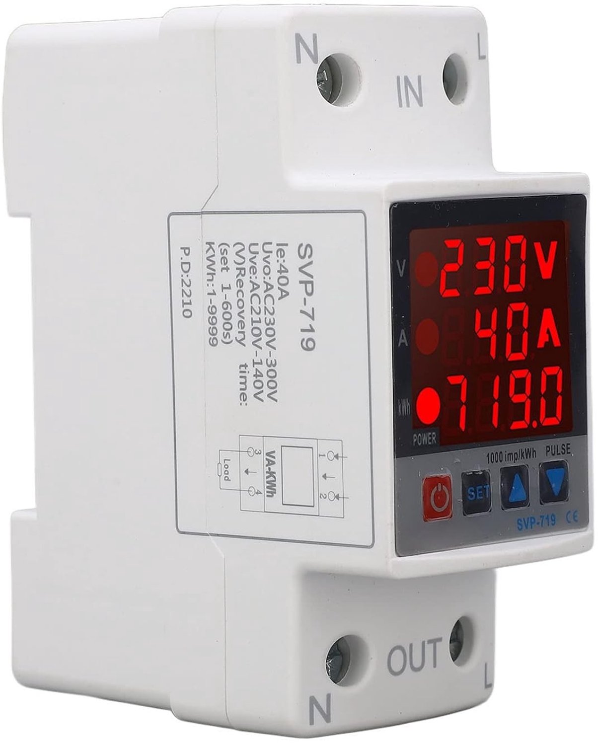 Veiligheidsapparaat voor Spanningsbescherming, Onder- en Overspanning Beveiliging, AC220V, 40A, Ideaal voor Thuisgebruik