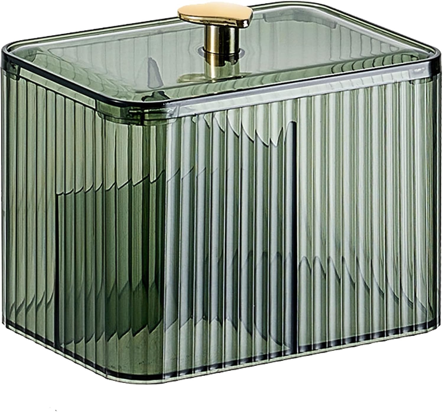 Duidelijke Organizer voor Wattenstaafjes met Deksel, Waterdichte Opbergdoos voor Watten en Wattenpads, Ideaal voor Badkamer en Slaapkamer (Groen, M)