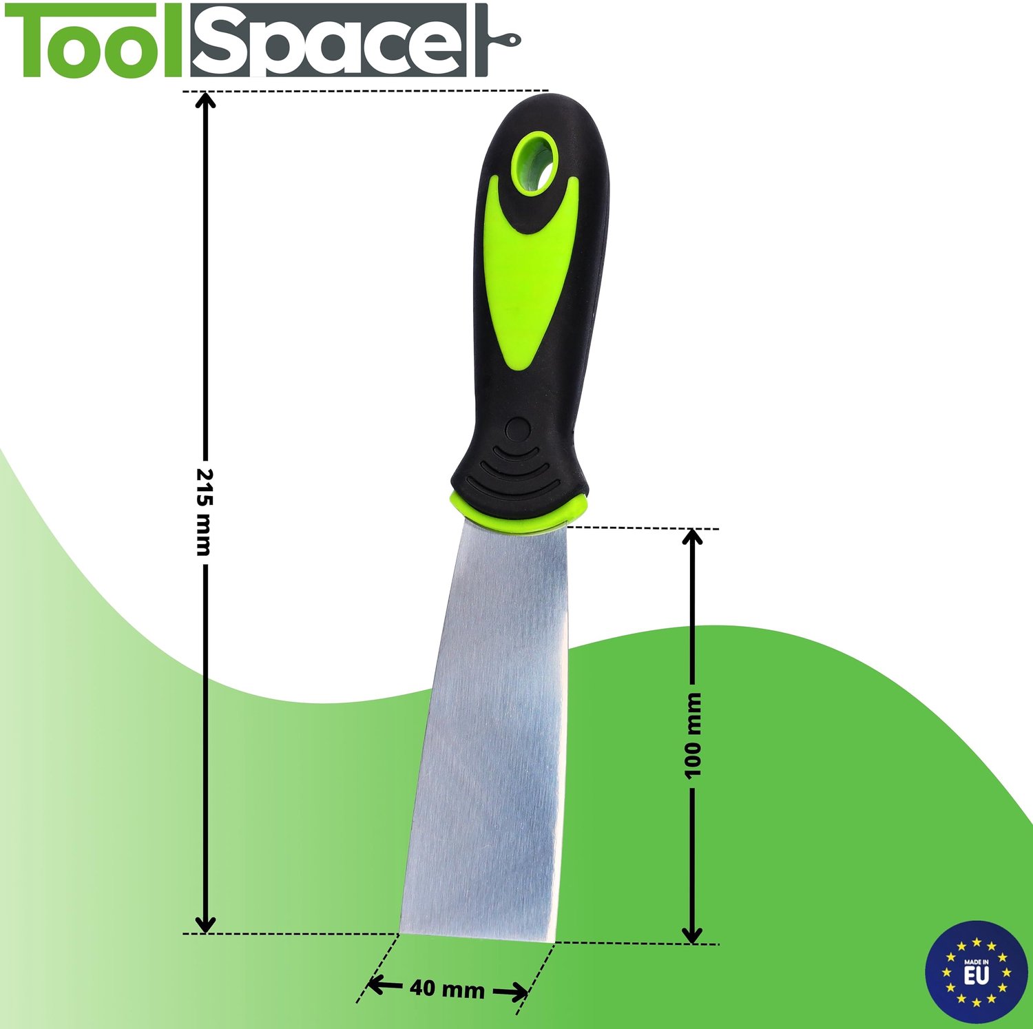 ToolSpace Professioneel Roestvaststalen Plamuurmes met Plastic Handvat Plamuurmes Professioneel Plamuurmes - Plastic Spatel 40mm