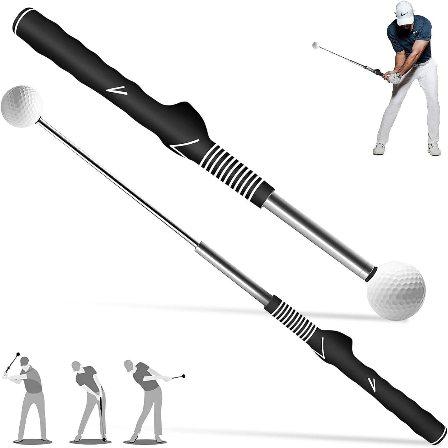 Verstelbare Golf Swing Trainer met Ritmisch Klikgeluid voor Verbetering van Swingtechniek en Houding, Ideaal voor Binnen en Buiten Oefeningen en Krachttraining
