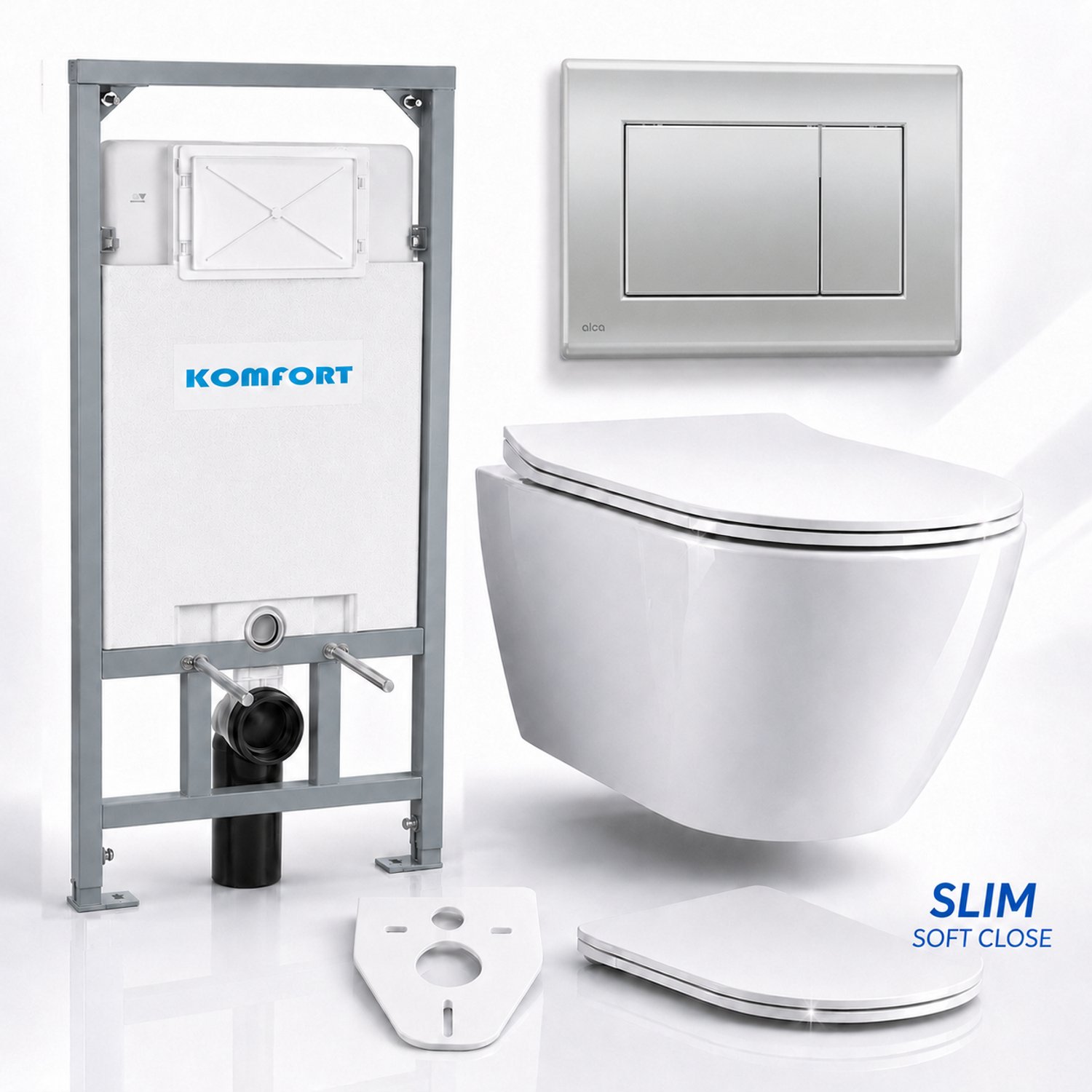 Badland toiletset - Alcaplast KOMFORT C201 1,2 m - ROLO wit - M272 chroom