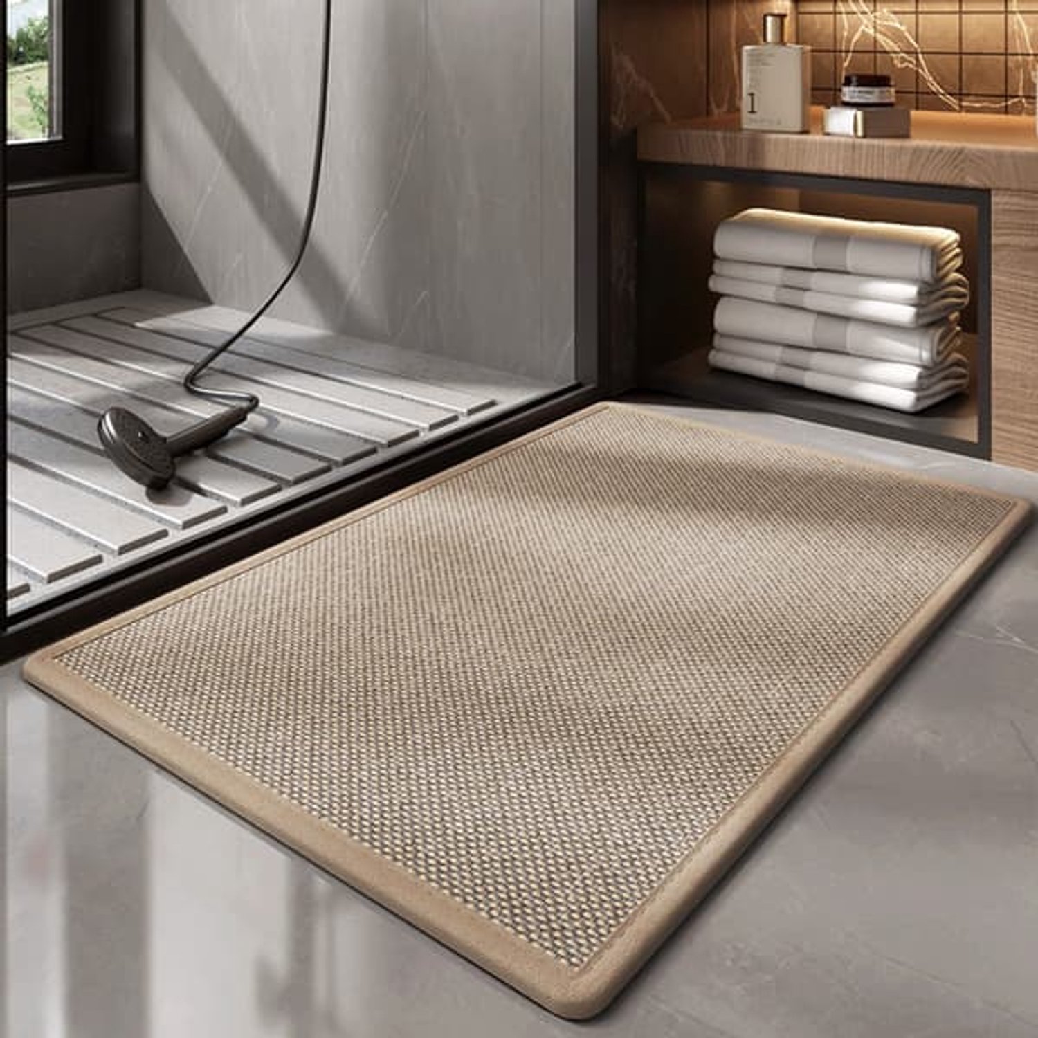 Deurmat - binnendeurmat - buitendeurmat - Antislip badkamermat met rubberen achterkant, geweven, absorberend, machinewasbaar, geschikt voor badkamers.