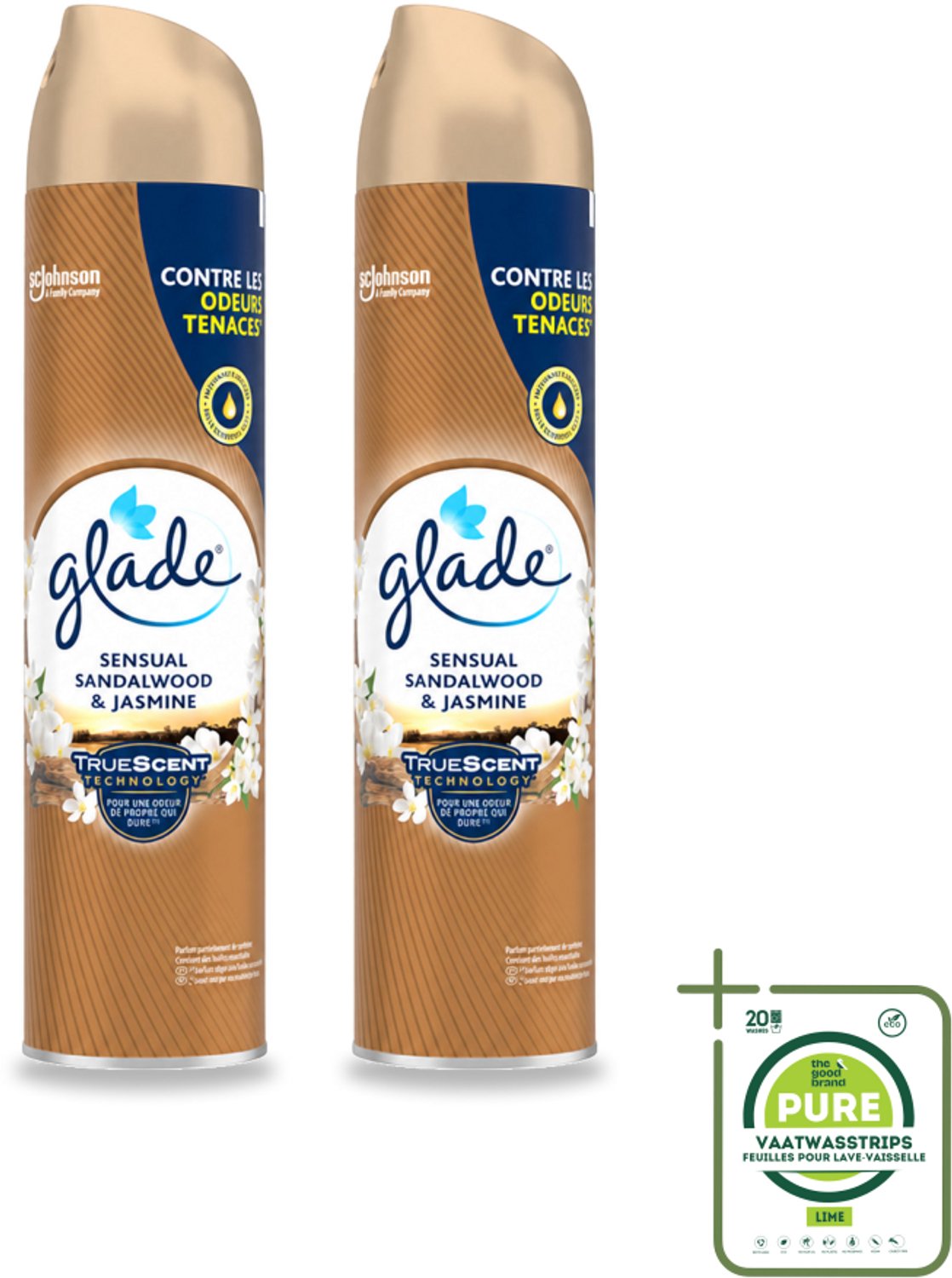 2 x Glade - Luchtverfrisser Spray - Sensual Sandelhout Jasmijn - 300 ml - Grootverpakking - Luchtverfrisser - Geur Spray - Sandelhout En Jasmijn - Geur Neutraliseren - Warme Geur