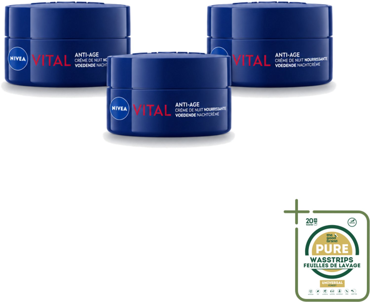 3 x NIVEA - Nachtcrème - VITAL Anti-Rimpel Herstellend - Voor rijpe huid - Met Vitamine F, Teunisbloemolie & Calcium - 50 ml - Anti-rimpel Crème - Nachtcrème Voor Rijpe Huid - Huidherstel Crème - Vitamine F Crème - Teunisbloemolie Crème