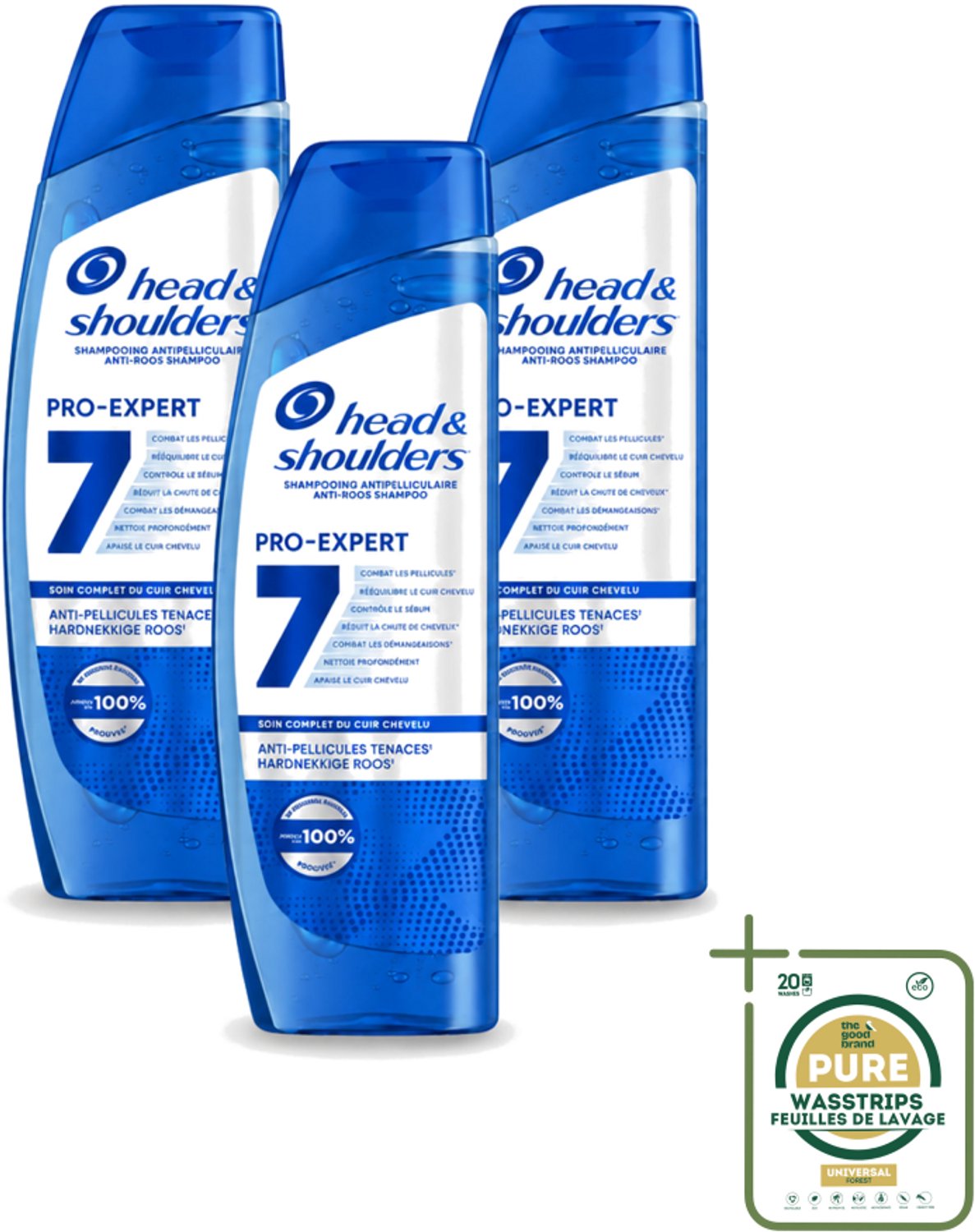 3 x Head & Shoulders - Shampoo - Pro-Expert 7 - Anti-Roos - 250 ml - Wasstrips - Anti-roos Shampoo - Hoofdhuidbescherming - Roosbestrijding - Tea Tree-olie - Hoofdhuidbalans