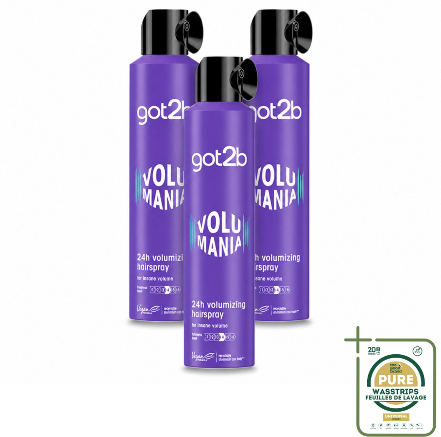 3 x Got2B - Haarspray - Volumania - 300 ml - Haarspray - Volume - Body - Hold - Vegan Haarspray