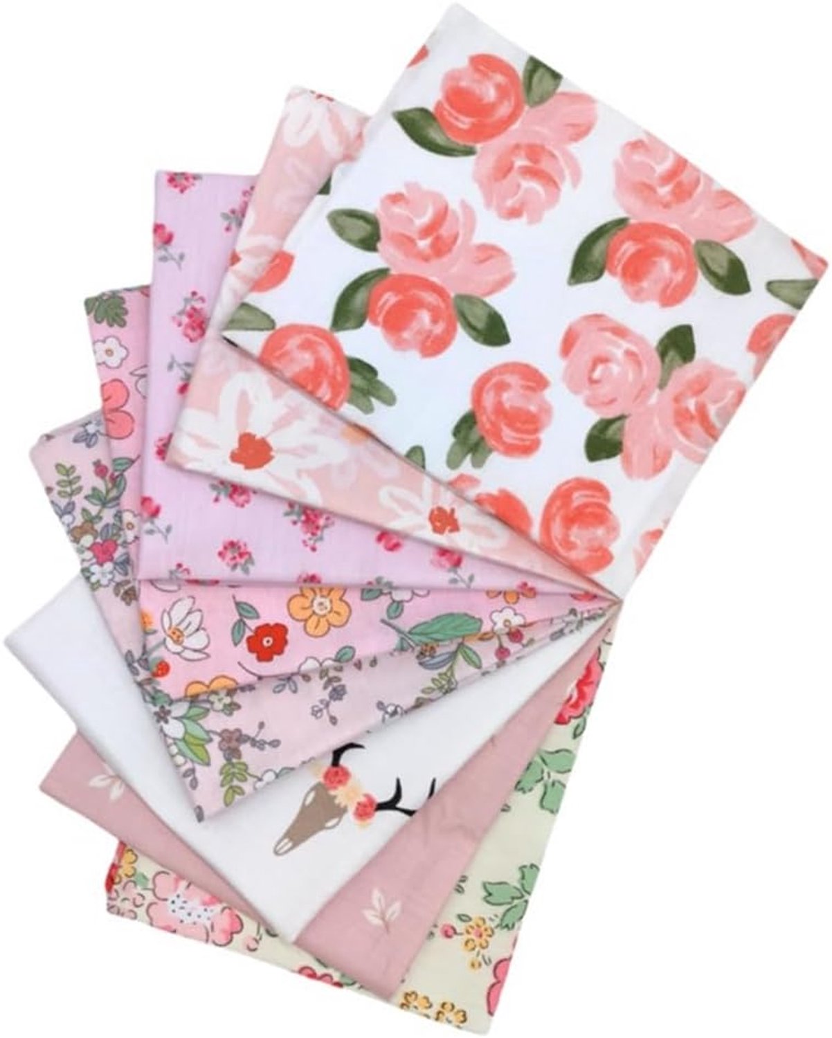 Katoenen stof, 8 stuks, 25 x 25 cm, katoen, per meter, patchwork, stofresten om te naaien, katoenen doek voor patchwork, quilten, doe-het-zelf handwerk, roze 2#