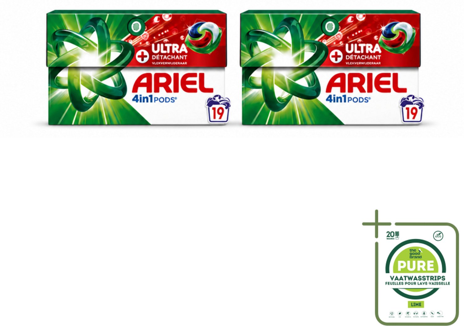 2 x Ariel - 4in1 Wasmiddel Pods - Ultra Vlekverwijderaar - 19 Pods - Grootverpakking - Vaatwasstrips - Wasmiddel - Vlekverwijderaar - Wasbeurt - Wasmiddel Pod - Vlekken Verwijderen
