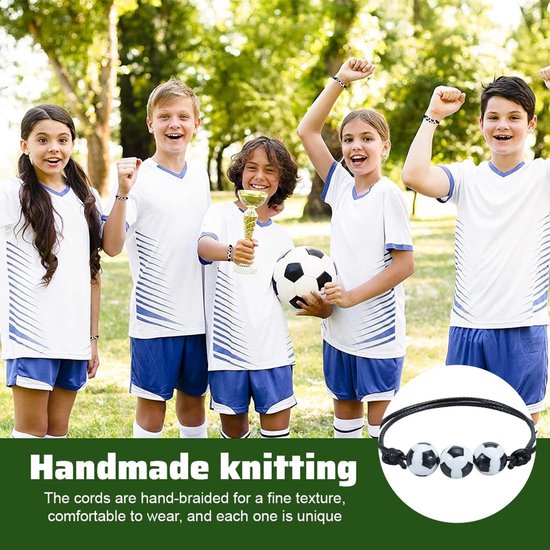 10 stuks voetbalarmbanden voor kinderen, verstelbaar koord, voetbalarmband, vriendschapsarmband voor kinderen, voetbal, feest, voetbalspel, kinderverjaardag, cadeautje — afbeelding 4