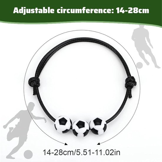 10 stuks voetbalarmbanden voor kinderen, verstelbaar koord, voetbalarmband, vriendschapsarmband voor kinderen, voetbal, feest, voetbalspel, kinderverjaardag, cadeautje — afbeelding 3
