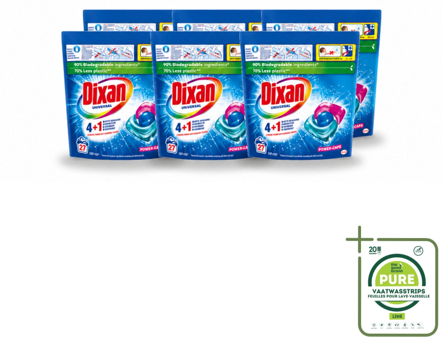 6 x Dixan - Wasmiddelcapsules - Universeel - 27 wasbeurten - Grootverpakking - Vaatwasstrips - Wasmiddel - Wascapsules - Wasmachine - Wasbeurt - Wasgoed