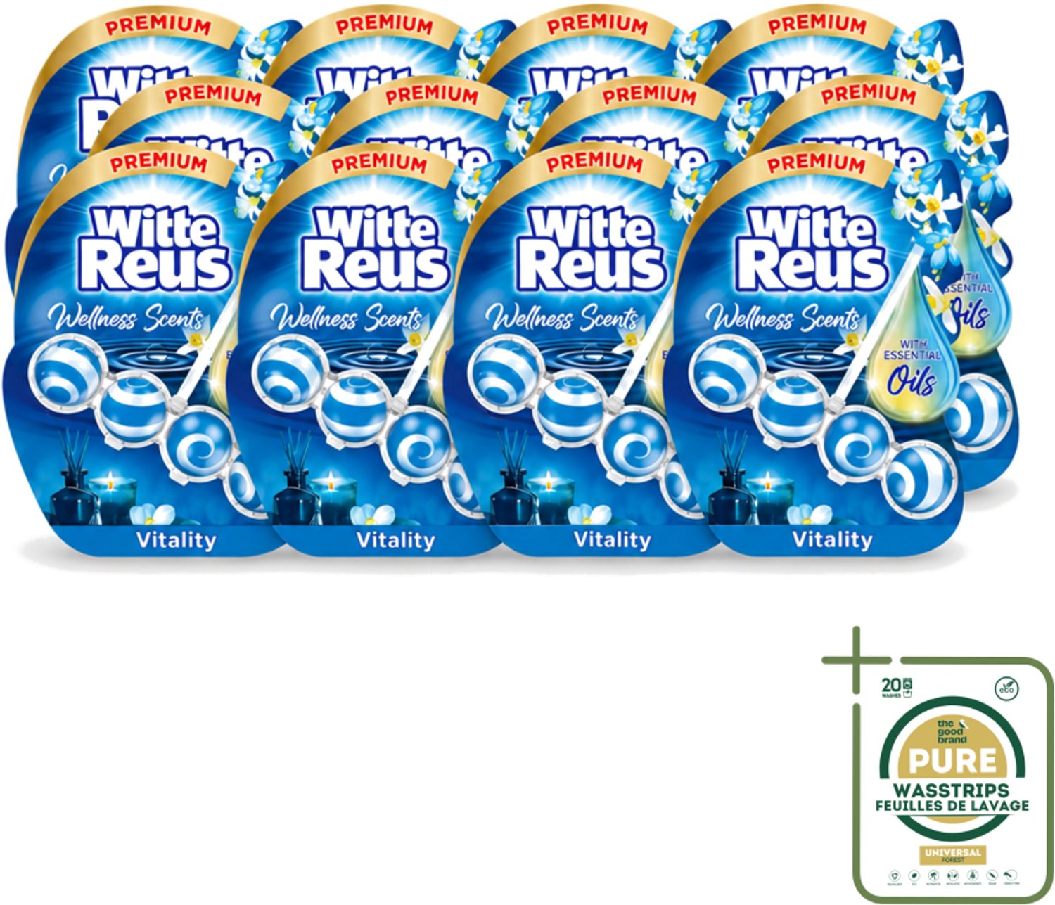 12 x Witte Reus - Wellness Scents Toiletblok - Vitality - 1 Toiletblok - Wasstrips - Toiletblok - Reiniging - Geur - Wellness - Anti-kalk