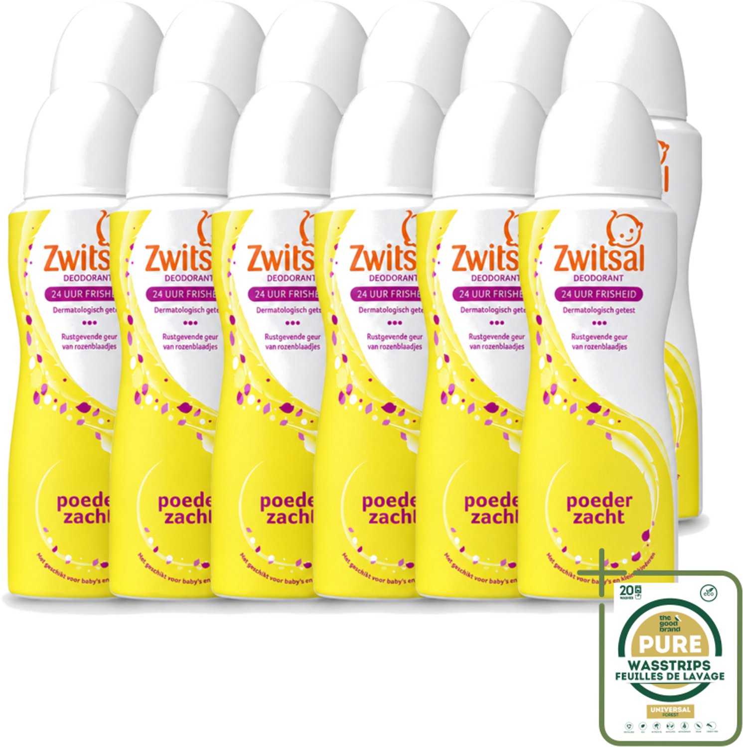 12 x Zwitsal - Deodorant - Poederzacht - Voor Volwassenen - 100 ml - Deodorant Spray - Poederzacht - Bloemige Geur - Gevoelige Huid - Alcoholvrij