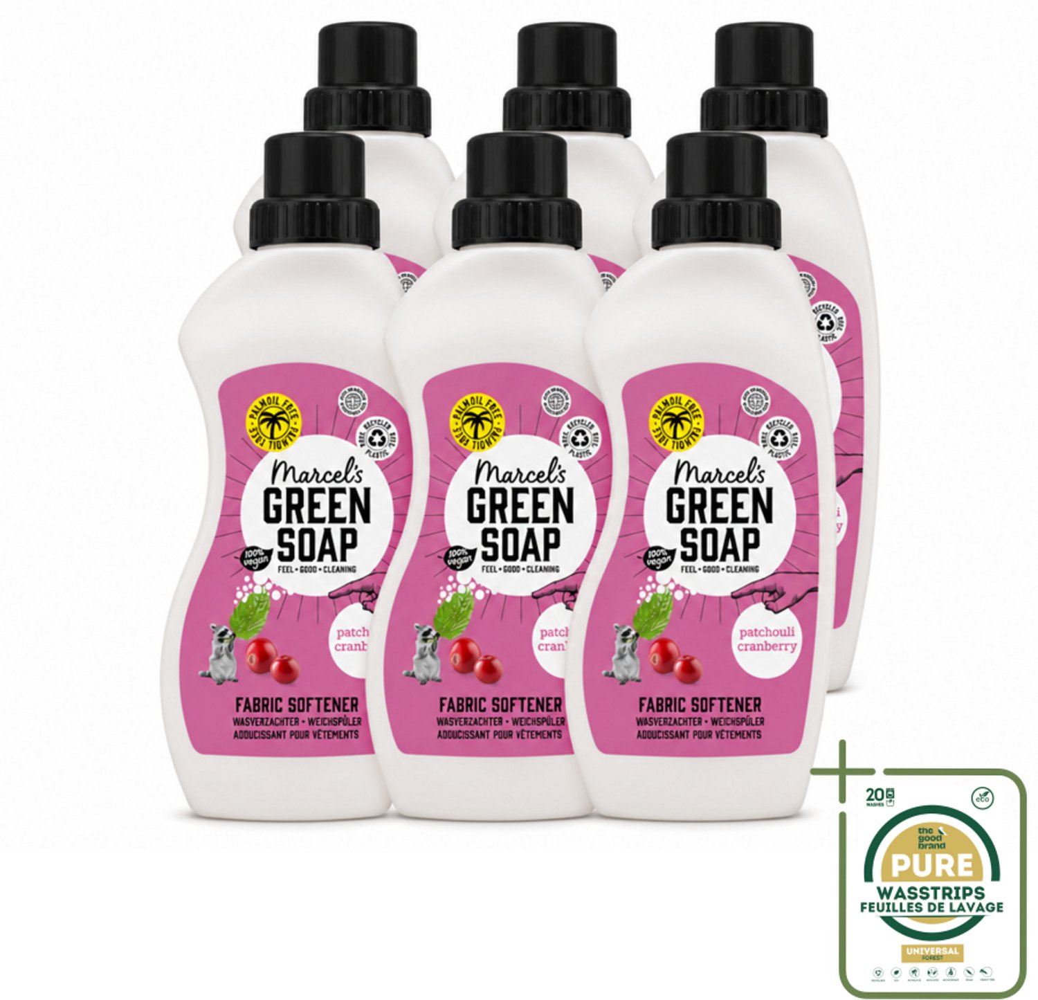 6 x Marcel's Green Soap - Wasverzachter - Patchouli & Cranberry - Zachte frisheid - 30 Wasbeurten - 750 ml - Wasverzachter - Wasverzachter Patchouli Cranberry - Wasverzachter Vegan - Wasverzachter Biologisch Afbreekbaar - Wasverzachter Natuurlijk