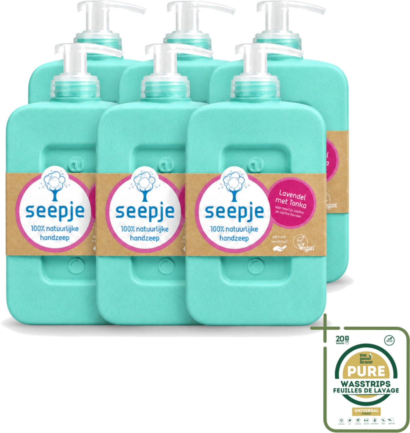6 x Seepje - Handzeep - Zachte Geur - Lavendel met Tonka - 300 ml - Wasstrips - Handzeep - Natuurlijke Handzeep - Handverzorging - Zachte Geur - Lavendel