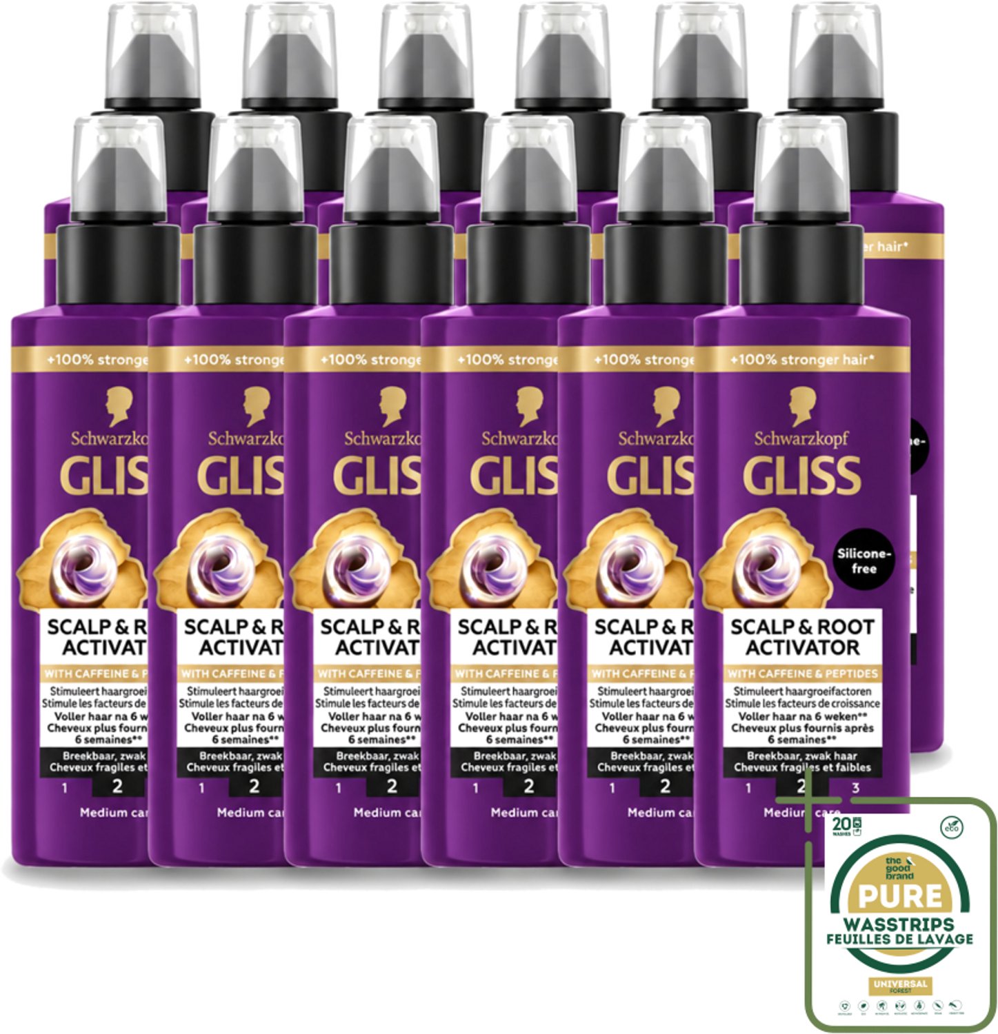 12 x Gliss - Scalp & Root Activator - Siliconenvrij - Voor Gezonde Hoofdhuid - 100 ml - Wasstrips - Haarschade - Haarwortel Activator - Haargroei Stimuleren - Gezonde Hoofdhuid - Haarversterking