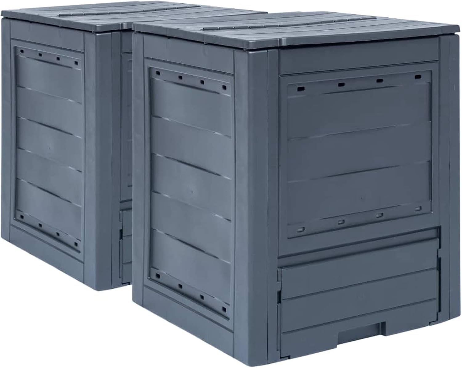 Compostbak voor tuin, 2 stuks, grijs, 60 x 60 x 73 cm, 520 l, gazon en tuin, tuinieren, composteer-278919