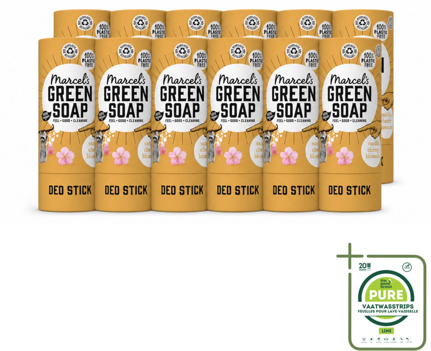 12 x Marcel's Green Soap - Deodorant Stick - Vanille & Kersenbloesem - Langdurige frisheid - 40 gr - Grootverpakking - Deodorantstok - Natuurlijke Deodorant - Duurzame Deodorant - Vegan Deodorant - Biologische Deodorant