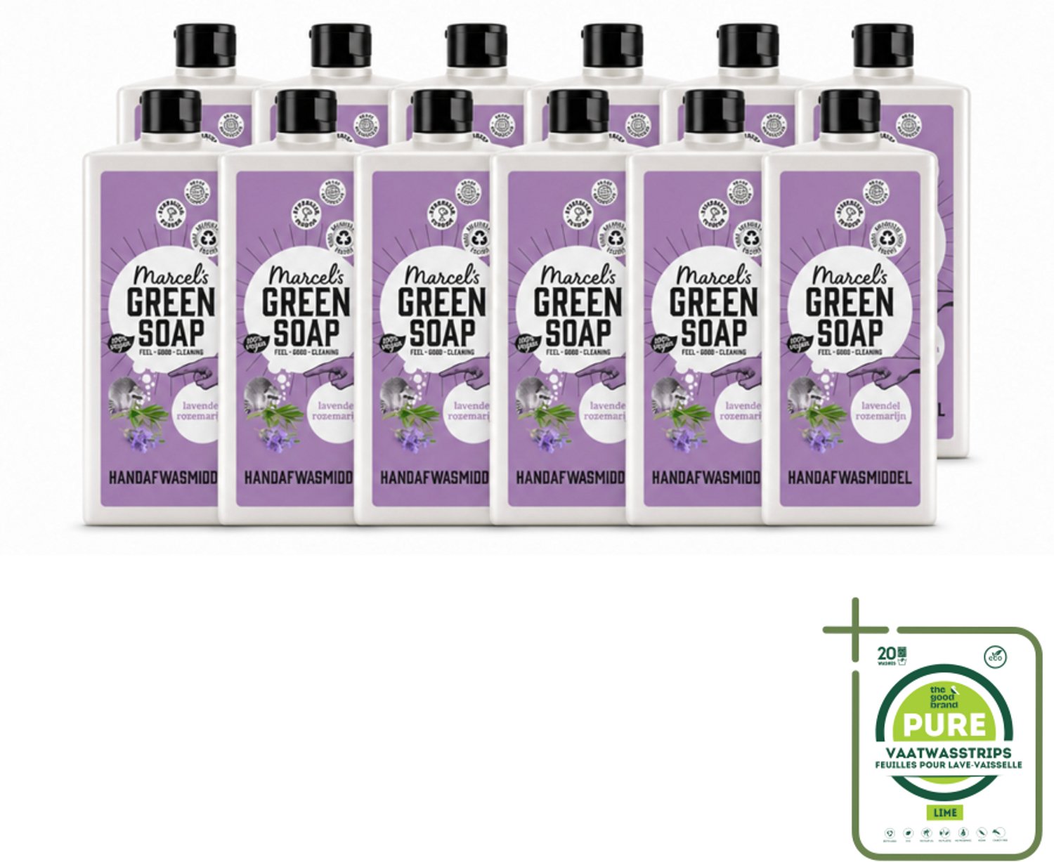 12 x Marcel's Green Soap - Afwasmiddel - Lavendel & Rosemarijn - Voor dagelijks gebruik - 500 ml - Grootverpakking - Vaatwasstrips - Afwasmiddel - Natuurlijke Afwas - Biologisch Afbreekbaar - Vegan Afwas - Lavendel Afwas