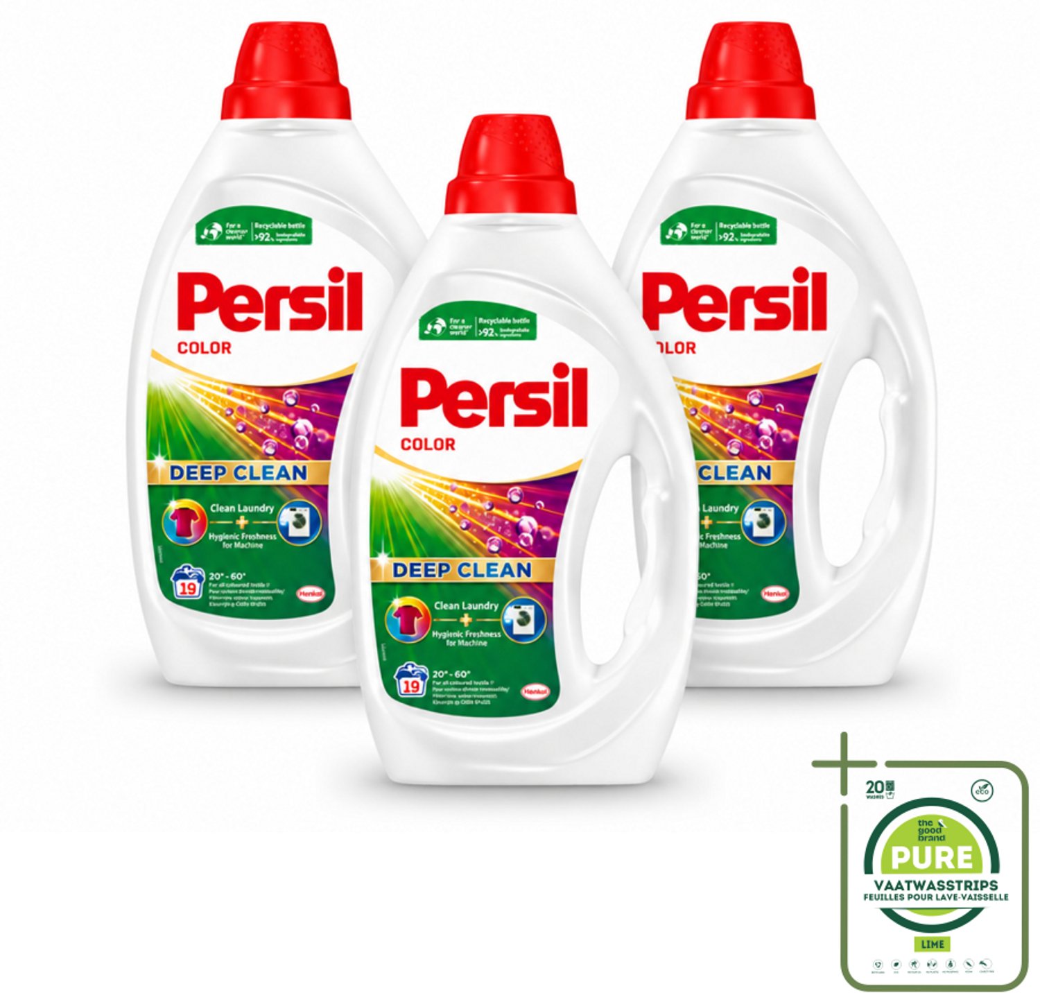 3 x Persil - Wasmiddel - Wasmiddel Gel Color - Voor Gekleurde Was - 19 wasbeurten - Grootverpakking - Vaatwasstrips - Wasmiddel Gel - Wasmiddel Gekleurd - Wasmiddel Voor Gekleurde Kleding - Frisse Was - Kleurbehoud