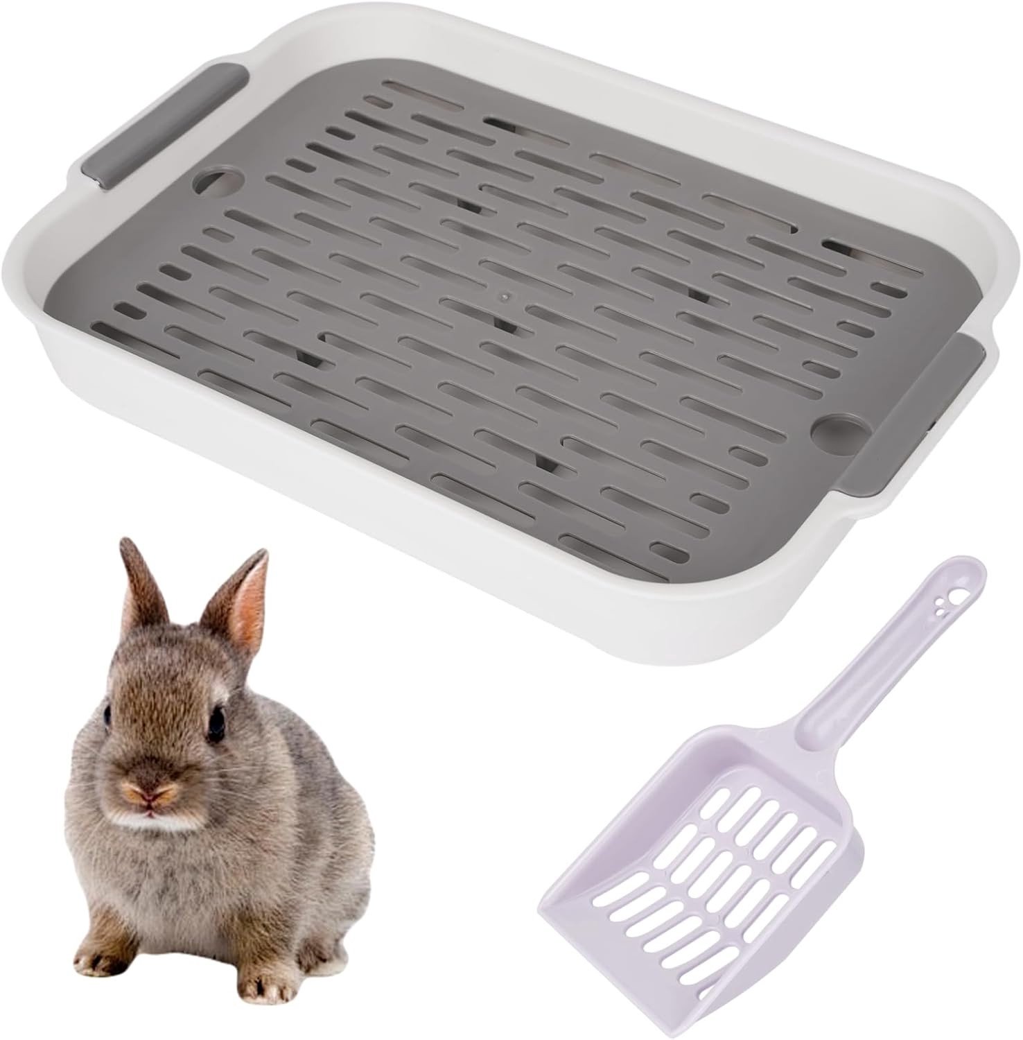 Bunny toilet met schep, ideaal voor konijnen en cavia's, inclusief accessoires voor een schone kooi en gnagen