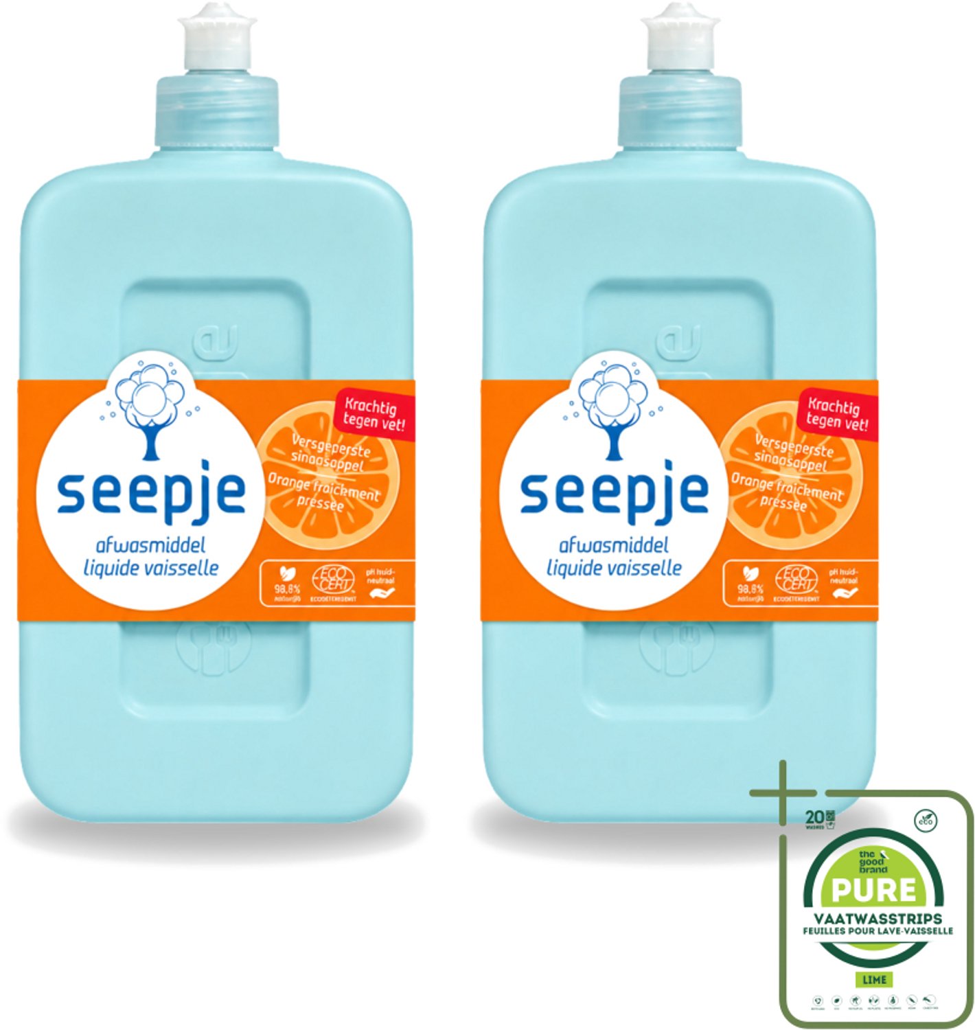2 x Seepje - Afwasmiddel - Krachtige Reiniging - Versgeperste Sinaasappel Geur - 500 ml - Grootverpakking - Vaatwasstrips - Afwasmiddel - Vaat Reinigen - Natuurlijk Afwasmiddel - Sinaasappel Geur - Milieuvriendelijk