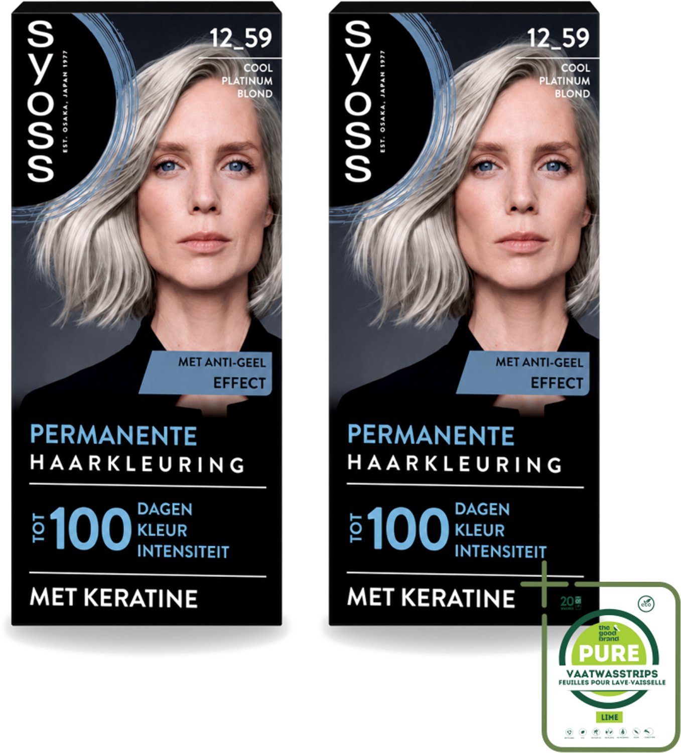 2 x SYOSS - Coloration 12-59 Cool Platinum Blond - Haarverf - Grijsdekking - Vermindert Haarbreuk - Grootverpakking - Vaatwasstrips - Permanente Haarkleuring - Haarkleur - Grijsdekking - Keratine - Haarkleur Intensiteit