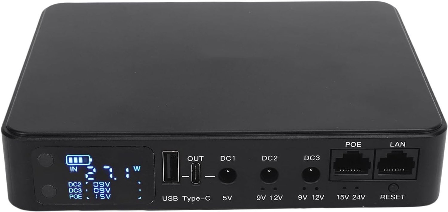 Mini UPS Accu 18.000mAh Back-up Voeding met Meerdere Uitgangen voor Router, Beveiligingscamera en Vingerafdrukscanner, EU Stekker