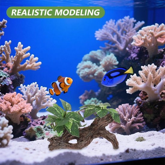 4 Stuks Delige Aquarium Driftwood Decor met Schuilgrot Bladeren Natuurlijke Vis Schuilplaats voor Garnalen Betta Duurzaam Geschikt voor Diverse Visaquaria — afbeelding 2
