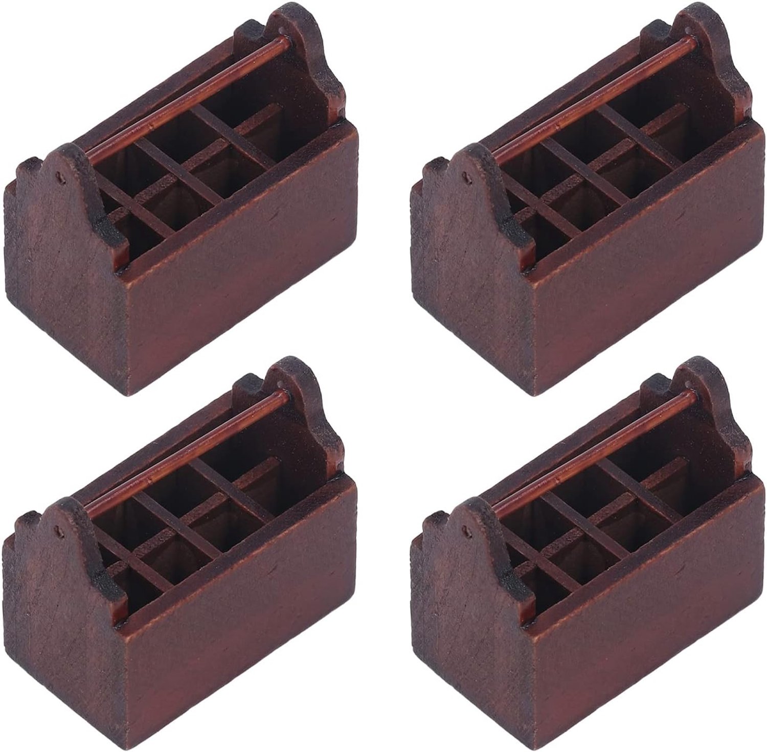 Chrees 4 stuks poppenhuis gereedschapskist van hout, retro gereedschapskist,