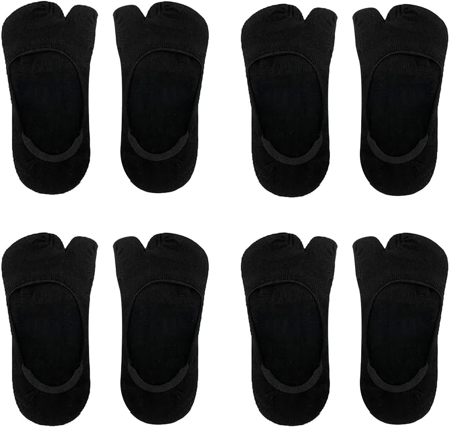 4 paar Tabi No Show sokken, antislip laag uitgesneden flip flop sok, comfortabel en ademend, voor vrouwen, voor sandalen, slippers, hoge hakken, slippers, sneakers