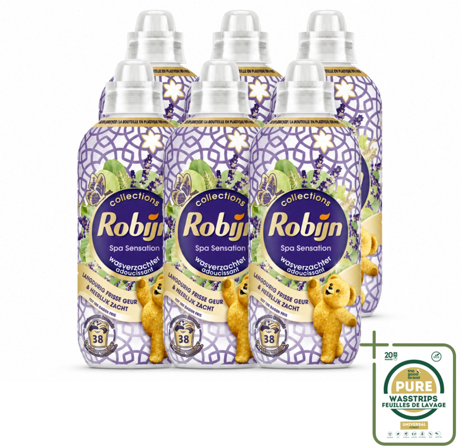 6 x Robijn – Wasverzachter – Intense Spa Sensation – 765 ml - Wasstrips - Wasverzachter - Eucalyptus - Lavendel - Frisheid - Wellness