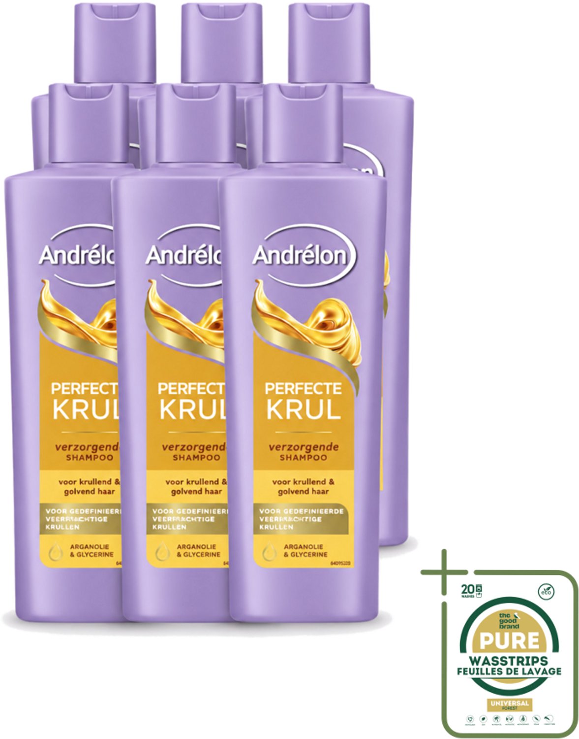 6 x Andrélon – Shampoo – Perfecte Krul – 250 ml - Wasstrips - Krullen Verzorgen - Krulshampoo - Krulverzorging - Pluisvrij Haar - Kruldefinitie